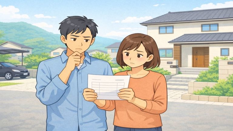 筑紫野市で夫婦が外構見積もりで悩んでいるイメージ