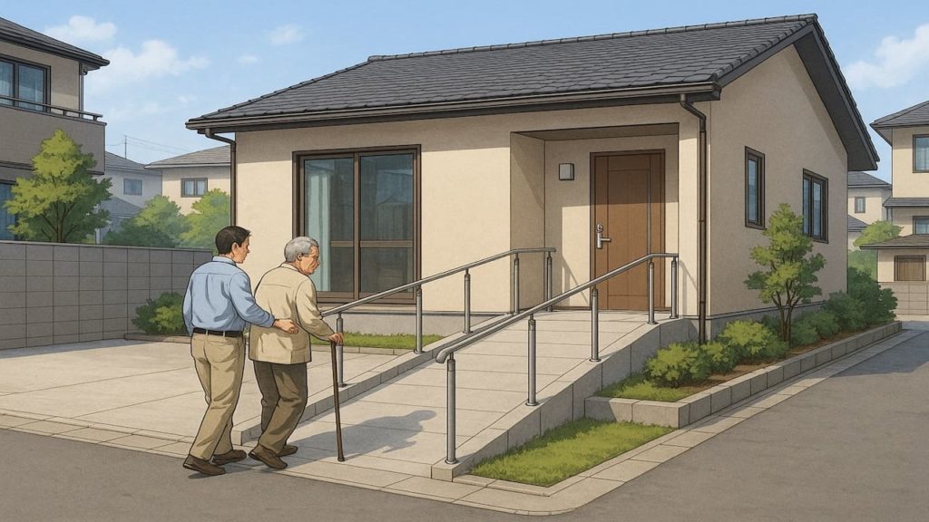 大東市の戸建てに施工されたバリアフリー外構のイメージ