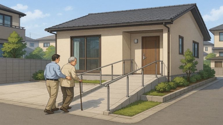 大東市の戸建てに施工されたバリアフリー外構のイメージ