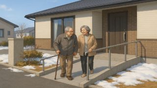 江別市の戸建てに施工されたバリアフリー外構のイメージ