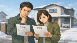 【江別市】外構見積もりの注意点5選|相見積もりで損しない手順 江別市で夫婦が外構見積もりで悩んでいるイメージ