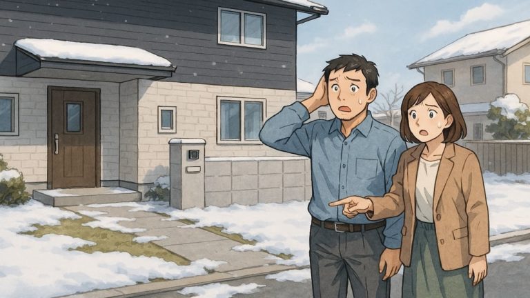 江別市で夫婦が外構トラブルで困っているイメージ