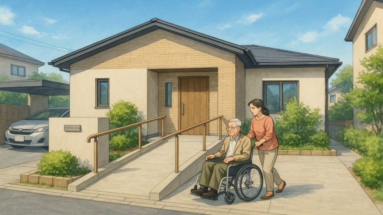 海老名市の戸建てに施工されたバリアフリー外構のイメージ