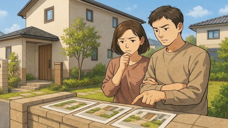 海老名市で夫婦が外構業者の選び方と探し方を考えているイメージ