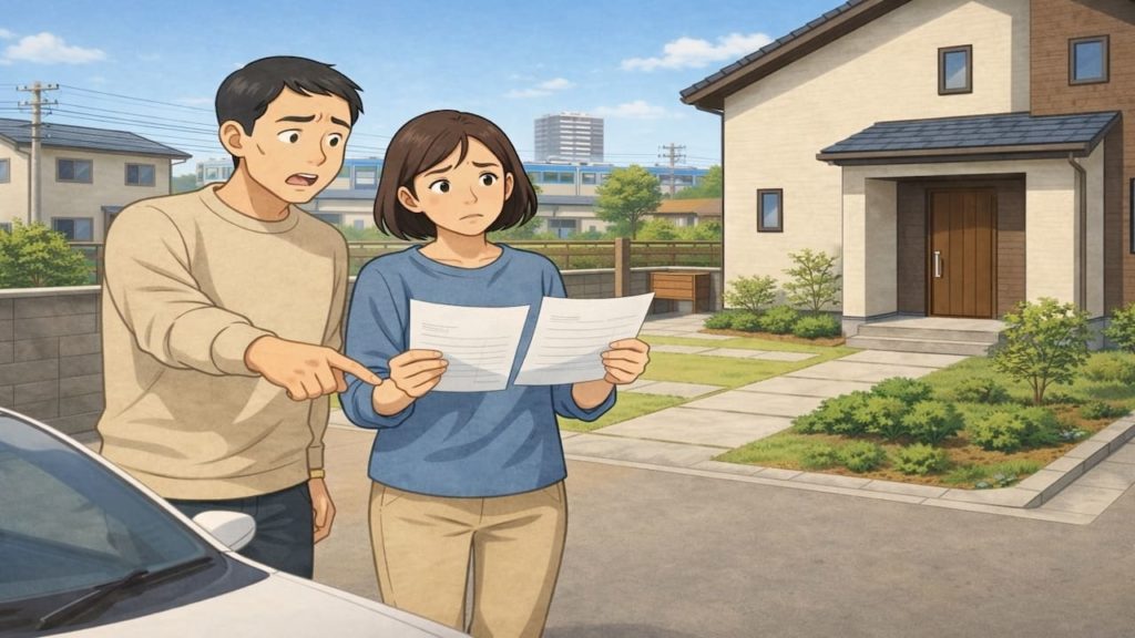 海老名市で夫婦が外構見積もりで悩んでいるイメージ