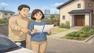 海老名市で夫婦が外構見積もりで悩んでいるイメージ