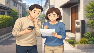 江戸川区で夫婦が外構見積もりで悩んでいるイメージ