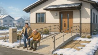 恵庭市の戸建てに施工されたバリアフリー外構のイメージ