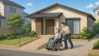 富士市の戸建てに施工されたバリアフリー外構のイメージ