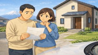 富士市で夫婦が外構見積もりで悩んでいるイメージ