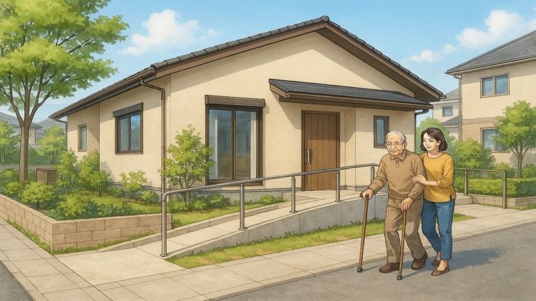 藤枝市の戸建てに施工されたバリアフリー外構のイメージ