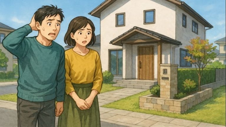 富士見市で夫婦が外構トラブルで困っているイメージ