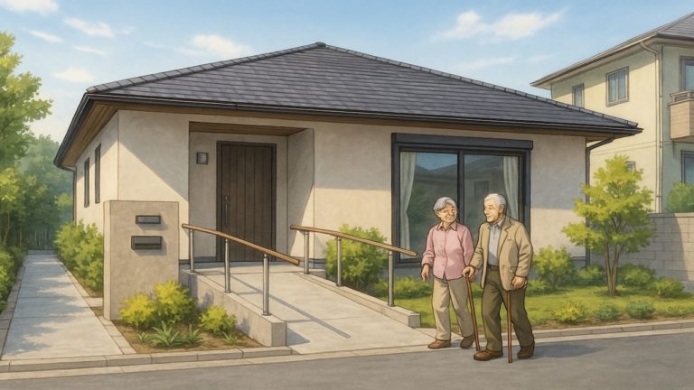 富士宮市の戸建てに施工されたバリアフリー外構のイメージ