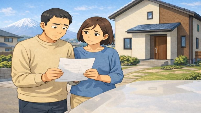 富士宮市で夫婦が外構見積もりで悩んでいるイメージ