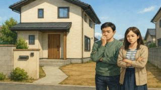 富士宮市の外構工事の失敗にがっかりする夫婦のイメージ