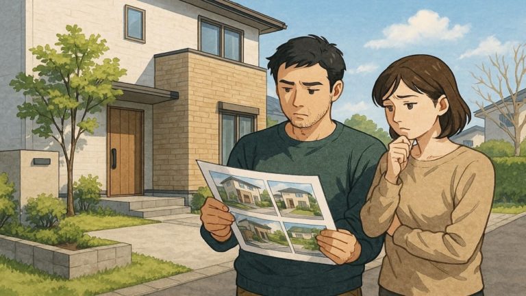 深谷市で夫婦が外構業者の選び方と探し方を考えているイメージ