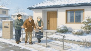 福井県の戸建てに施工されたバリアフリー外構のイメージ