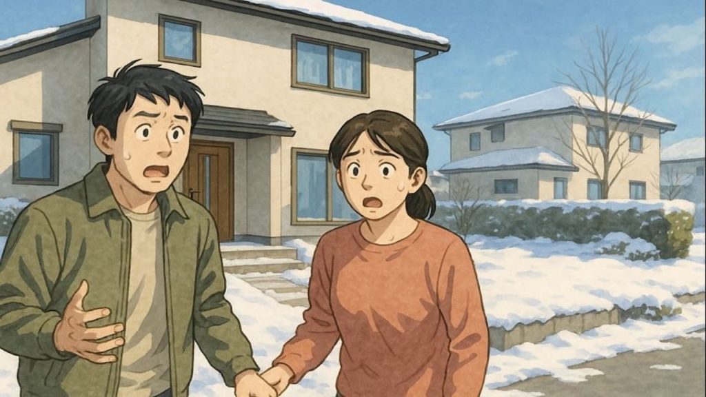 福井県で夫婦が外構トラブルで困っているイメージ