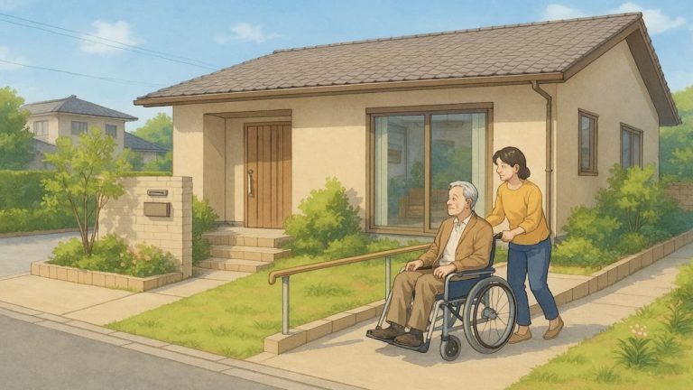 福岡県の戸建てに施工されたバリアフリー外構のイメージ