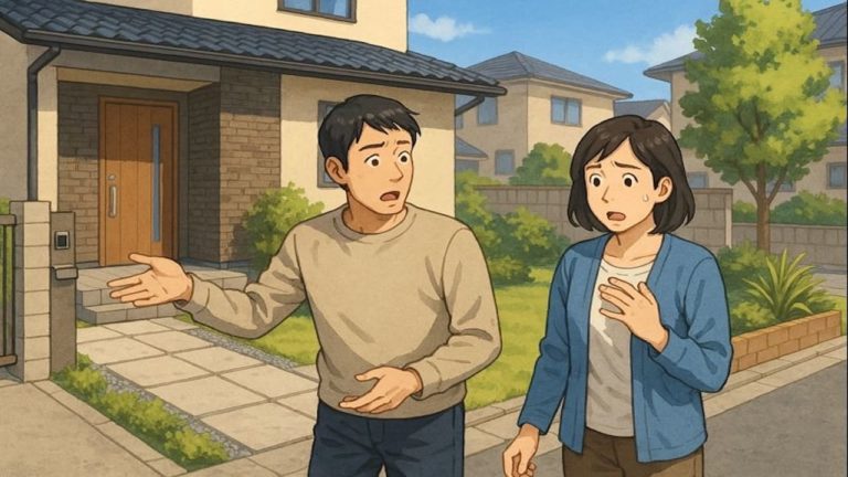 福岡県で夫婦が外構トラブルで困っているイメージ