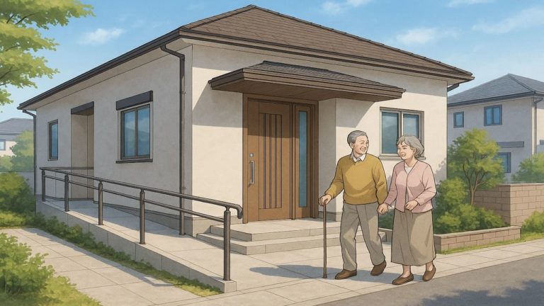 福山市の戸建てに施工されたバリアフリー外構のイメージ