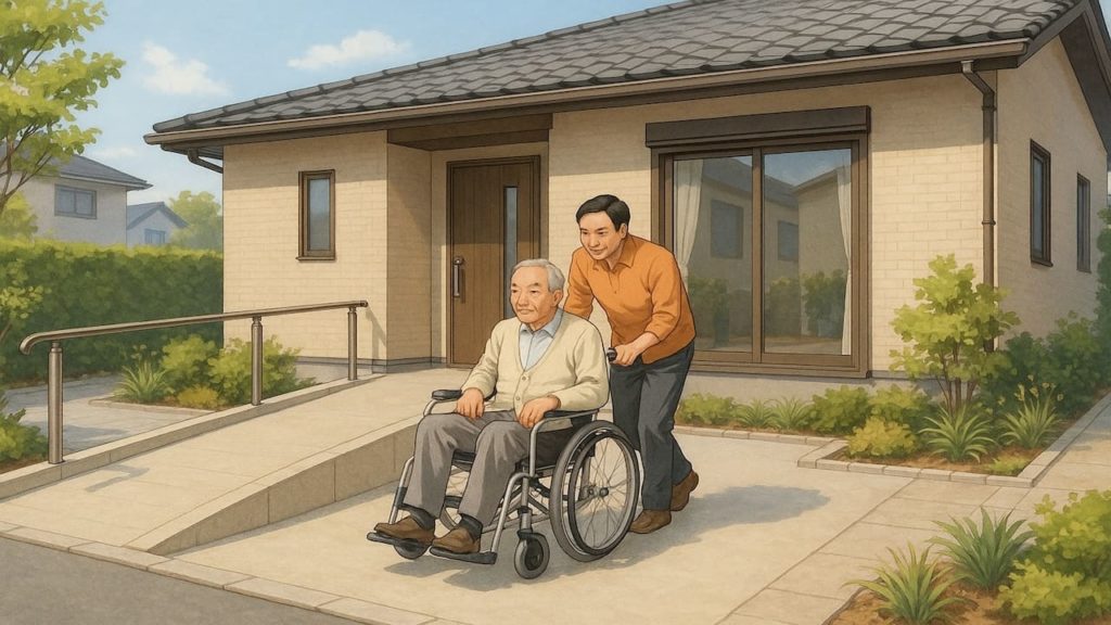 船橋市の戸建てに施工されたバリアフリー外構のイメージ