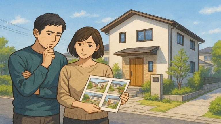 船橋市で夫婦が外構業者の選び方と探し方を考えているイメージ