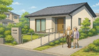 岐阜県の戸建てに施工されたバリアフリー外構のイメージ