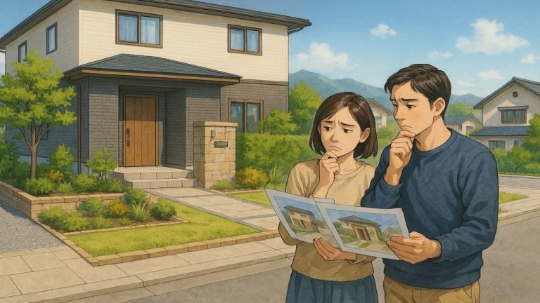 岐阜県で夫婦が外構業者の選び方と探し方を考えているイメージ