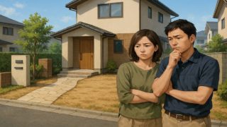 岐阜県の外構工事の失敗にがっかりする夫婦のイメージ