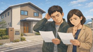 群馬県で夫婦が外構見積もりで悩んでいるイメージ