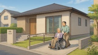 羽曳野市の戸建てに施工されたバリアフリー外構のイメージ