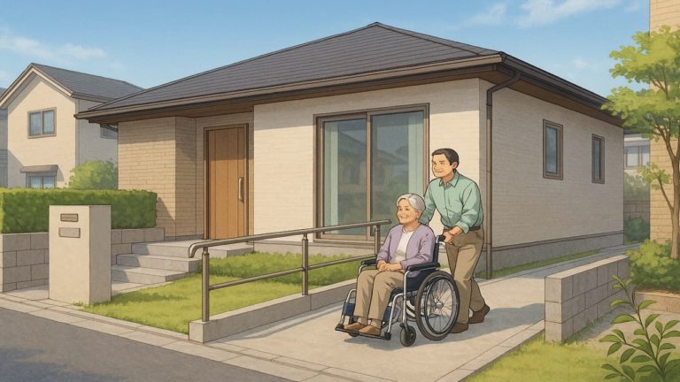 羽曳野市の戸建てに施工されたバリアフリー外構のイメージ