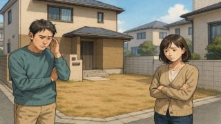 羽曳野市の外構工事の失敗にがっかりする夫婦のイメージ