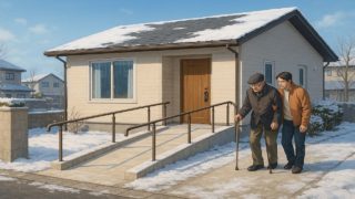 八戸市の戸建てに施工されたバリアフリー外構のイメージ