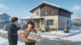 八戸市で夫婦が外構業者の選び方と探し方を考えているイメージ