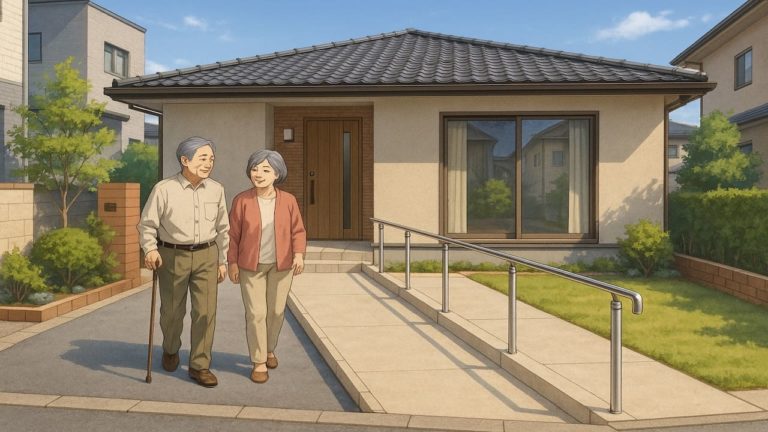 八王子市の戸建てに施工されたバリアフリー外構のイメージ