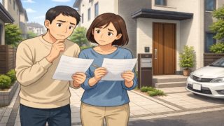 八王子市で夫婦が外構見積もりで悩んでいるイメージ