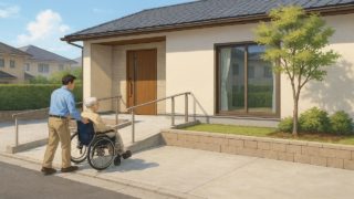 秦野市の戸建てに施工されたバリアフリー外構のイメージ