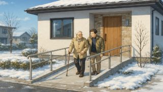 白山市の戸建てに施工されたバリアフリー外構のイメージ