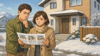 白山市で夫婦が外構業者の選び方と探し方を考えているイメージ