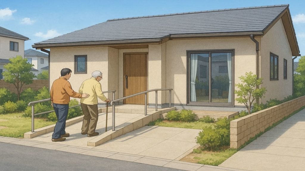 浜松市の戸建てに施工されたバリアフリー外構のイメージ