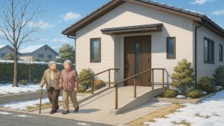 花巻市の戸建てに施工されたバリアフリー外構のイメージ