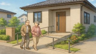 半田市の戸建てに施工されたバリアフリー外構のイメージ