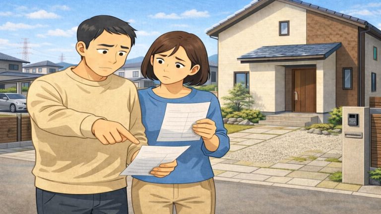 半田市で夫婦が外構見積もりで悩んでいるイメージ