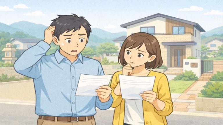 廿日市市で夫婦が外構見積もりで悩んでいるイメージ