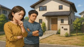 廿日市市の外構工事の失敗にがっかりする夫婦のイメージ