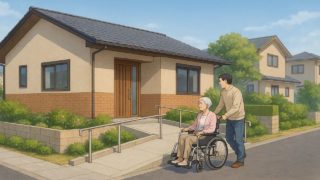 東広島市の戸建てに施工されたバリアフリー外構のイメージ