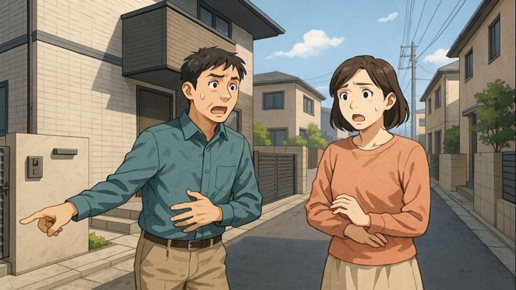 東久留米市で夫婦が外構トラブルで困っているイメージ