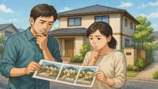 東村山市で夫婦が外構業者の選び方と探し方を考えているイメージ